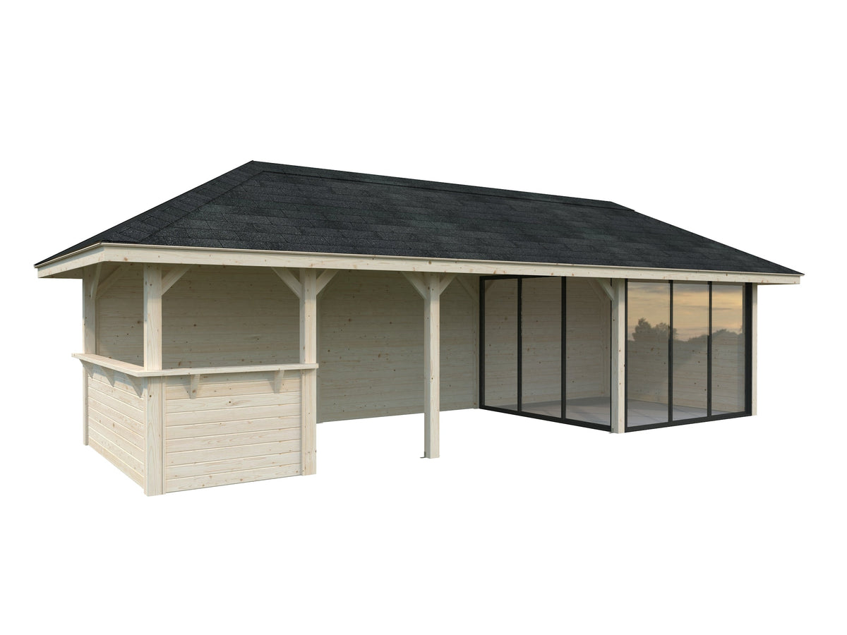 Glass Garden Room Bianca 24.9 m² Set 215 Slide, untreated