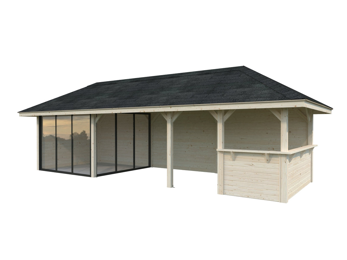 Glass Garden Room Bianca 24.9 m² Set 215 Slide, untreated