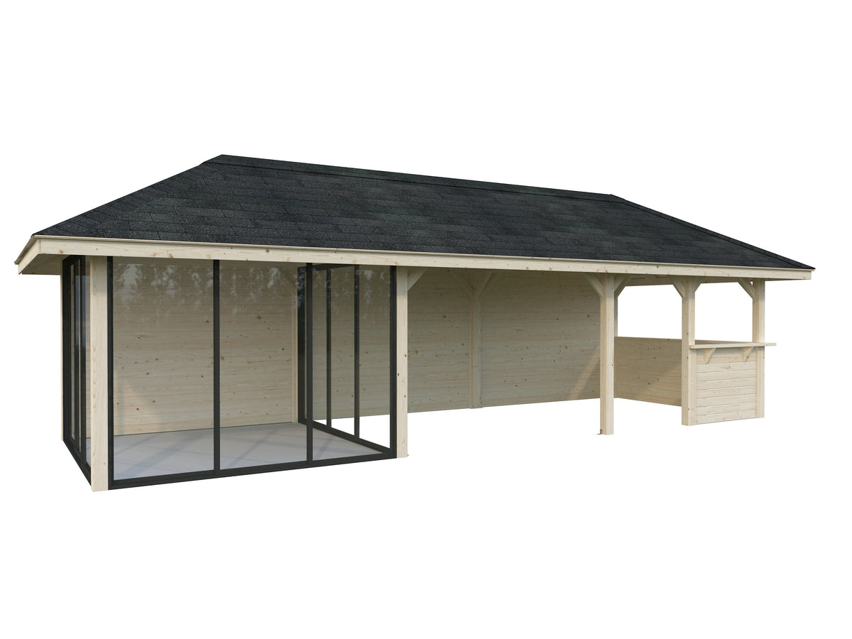 Glass Garden Room Bianca 24.9 m² Set 216 Slide, untreated