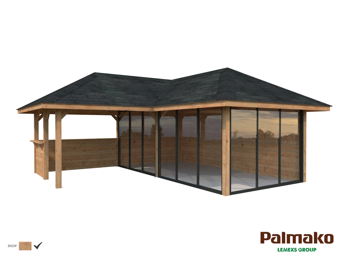 Glass Garden Room Bianca 24.9 m² Set 223 Slide, brown dip-treated