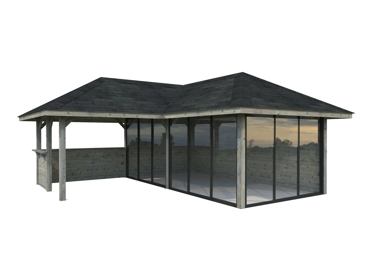 Glass Garden Room Bianca 24.9 m² Set 223 Slide, grey dip-treated