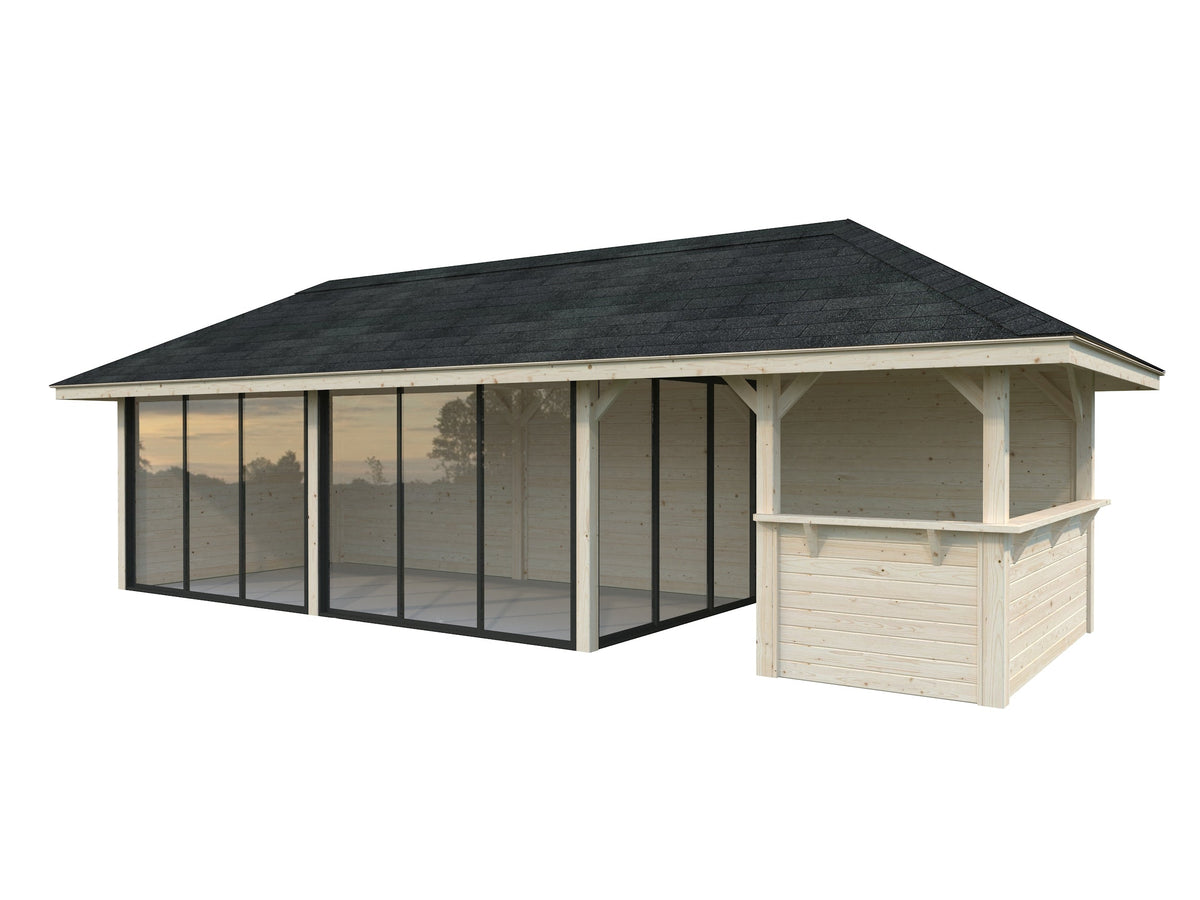 Glass Garden Room Bianca 24.9 m² Set 519 Slide Plus, untreated