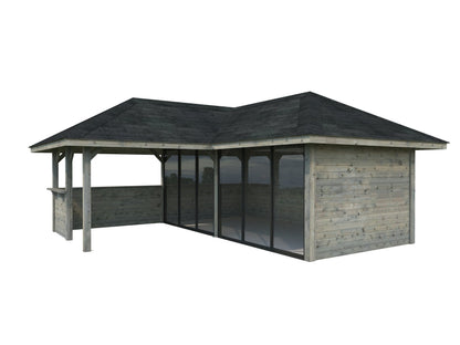 Glass Garden Room Bianca 24.9 m² Set 522 Slide Plus, grey dip-treated