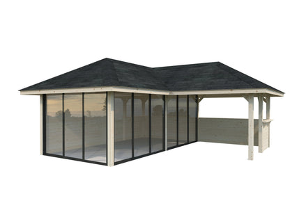 Glass Garden Room Bianca 24.9 m² Set 523 Slide Plus, untreated