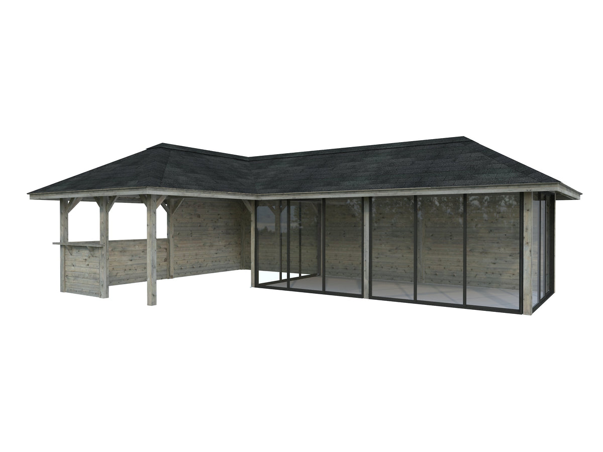 Glass Garden Room Bianca 33.2 m² Set 221 Slide, grey dip-treated
