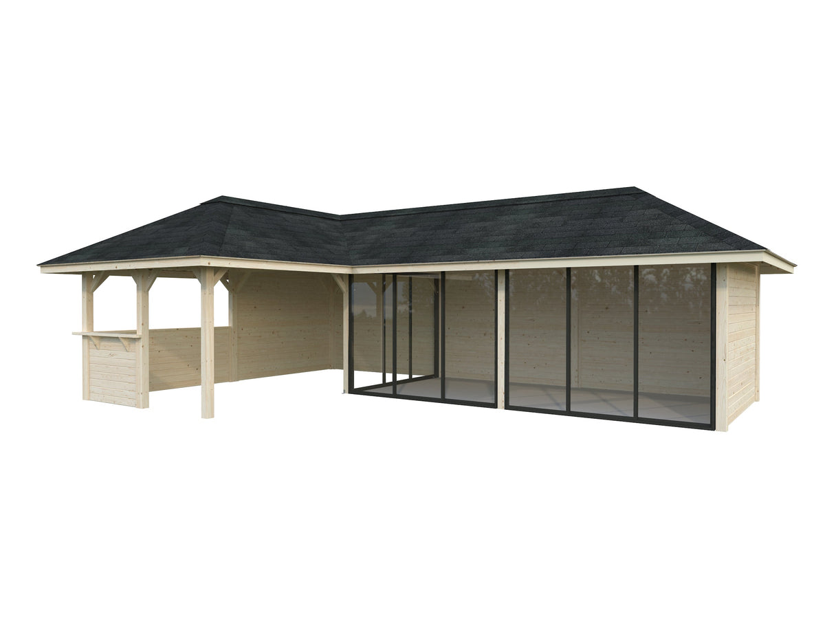 Glass Garden Room Bianca 33.2 m² Set 520 Slide Plus, clear dip-treated