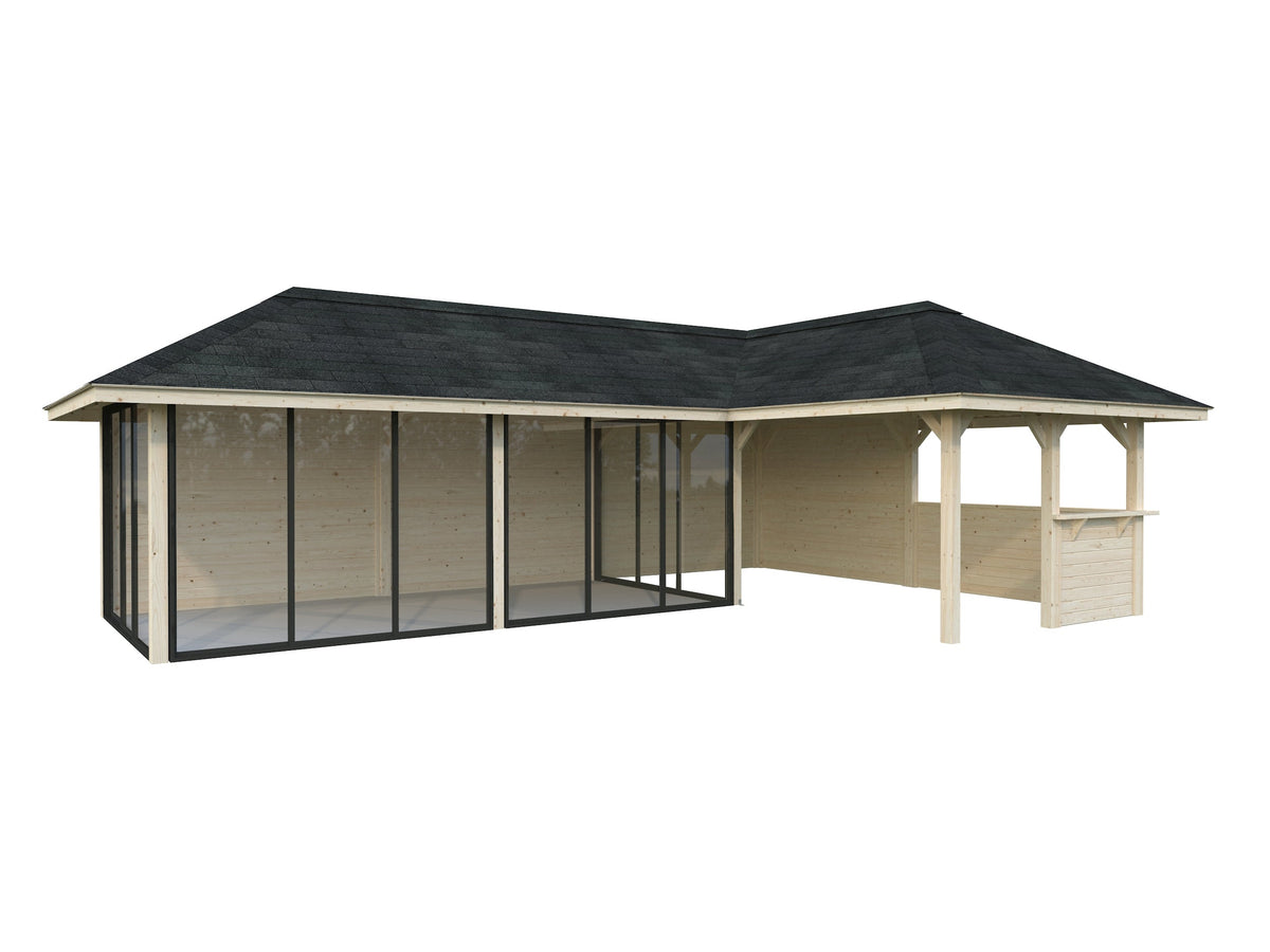 Glass Garden Room Bianca 33.2 m² Set 521 Slide Plus, untreated
