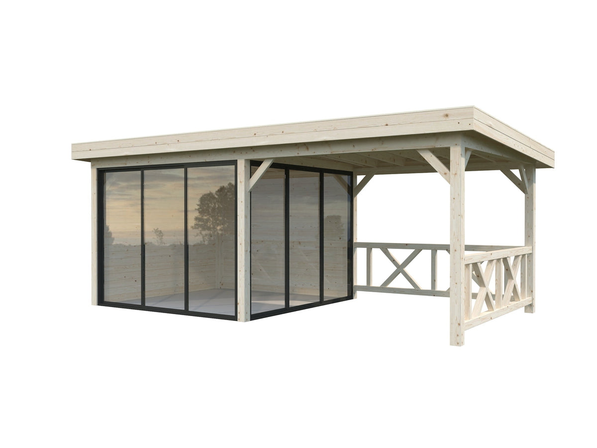 Glass Garden Room Lenna 16.6 m² Set 403 Slide, untreated