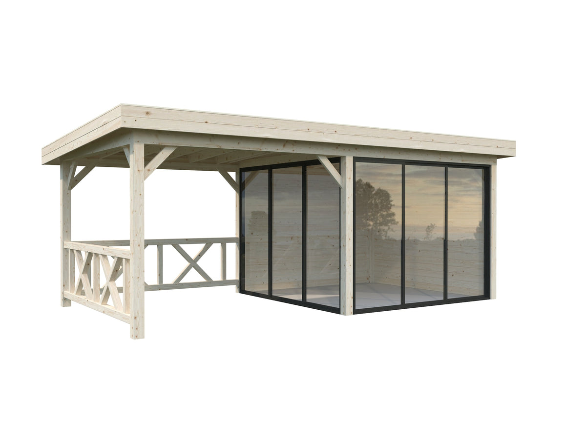Glass Garden Room Lenna 16.6 m² Set 403 Slide, clear dip-treated