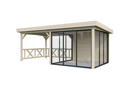 Glass Garden Room Lenna 16.6 m² Set 404 Slide, untreated