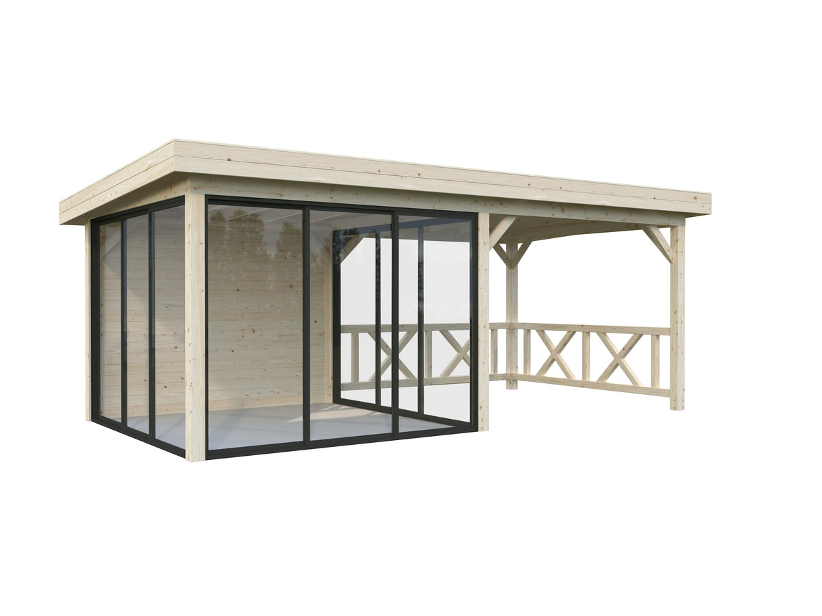 Glass Garden Room Lenna 16.6 m² Set 404 Slide, untreated