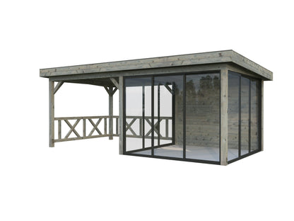 Glass Garden Room Lenna 16.6 m² Set 404 Slide, grey dip-treated