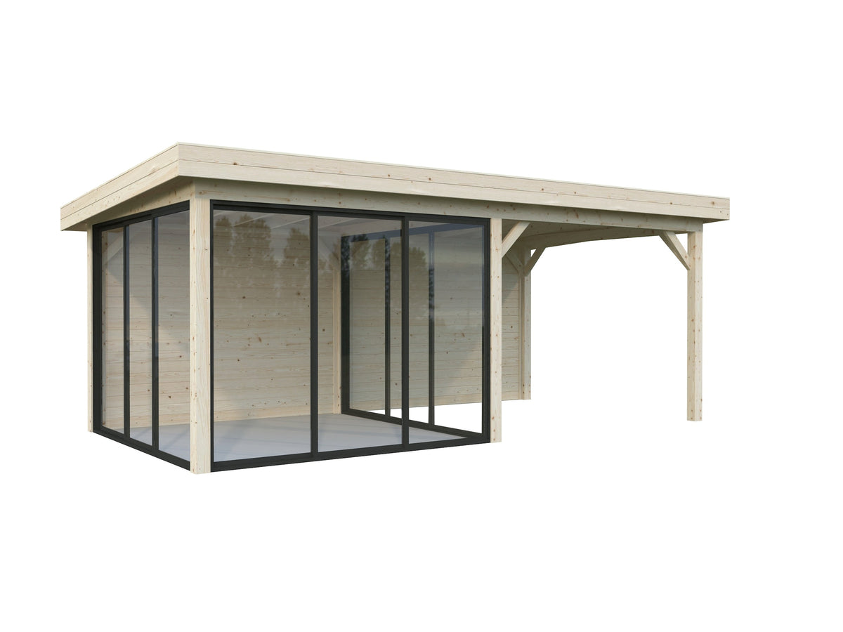 Glass Garden Room Lenna 16.6 m² Set 406 Slide, untreated