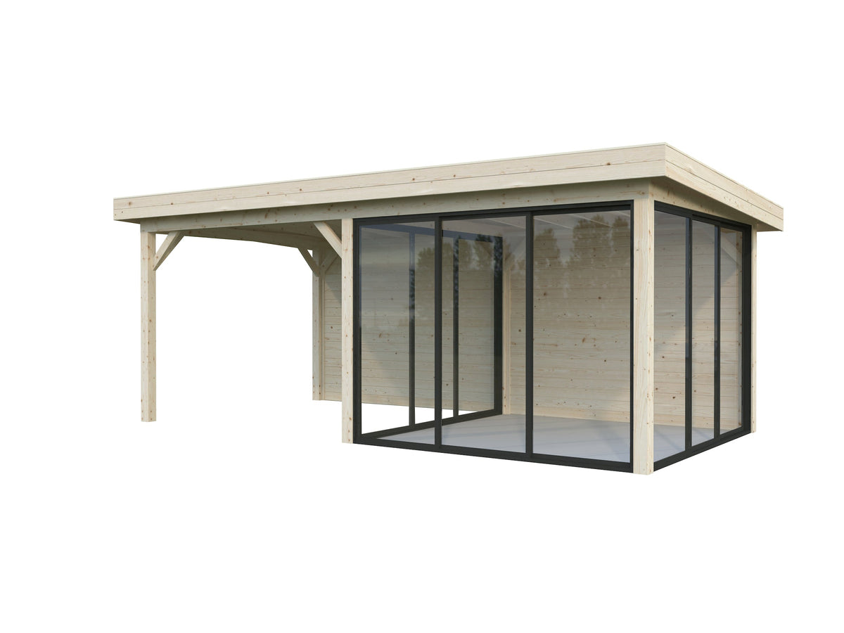 Glass Garden Room Lenna 16.6 m² Set 406 Slide, clear dip-treated