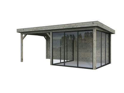 Glass Garden Room Lenna 16.6 m² Set 406 Slide, grey dip-treated