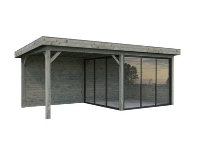 Glass Garden Room Lenna 16.6 m² Set 705 Slide Plus, grey dip-treated