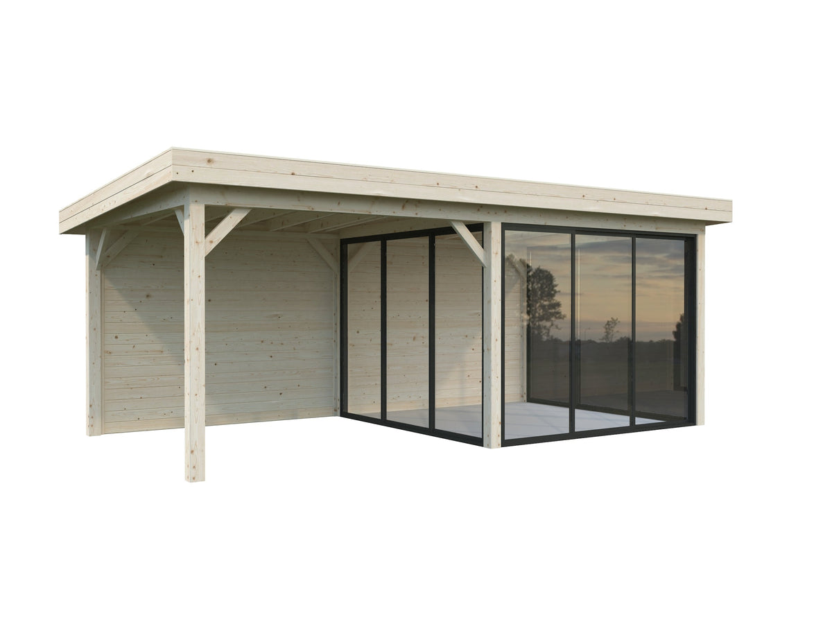 Glass Garden Room Lenna 16.6 m² Set 706 Slide Plus, untreated