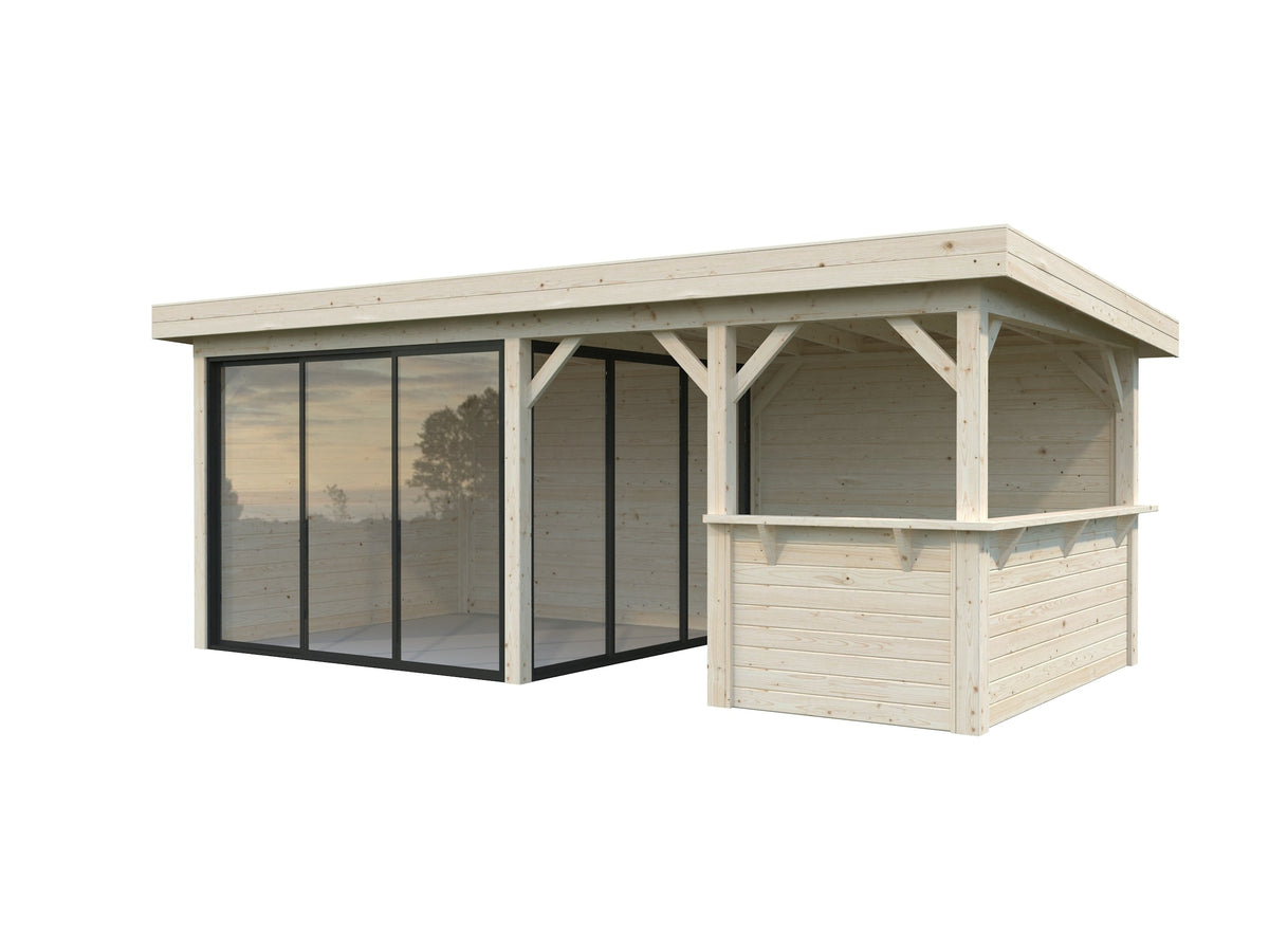 Glass Garden Room Lenna 16.6 m² Set 707 Slide Plus, untreated