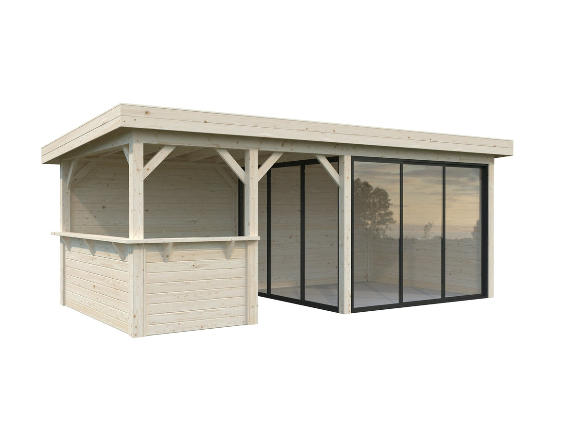 Glass Garden Room Lenna 16.6 m² Set 707 Slide Plus, clear dip-treated
