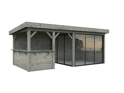 Glass Garden Room Lenna 16.6 m² Set 707 Slide Plus, grey dip-treated