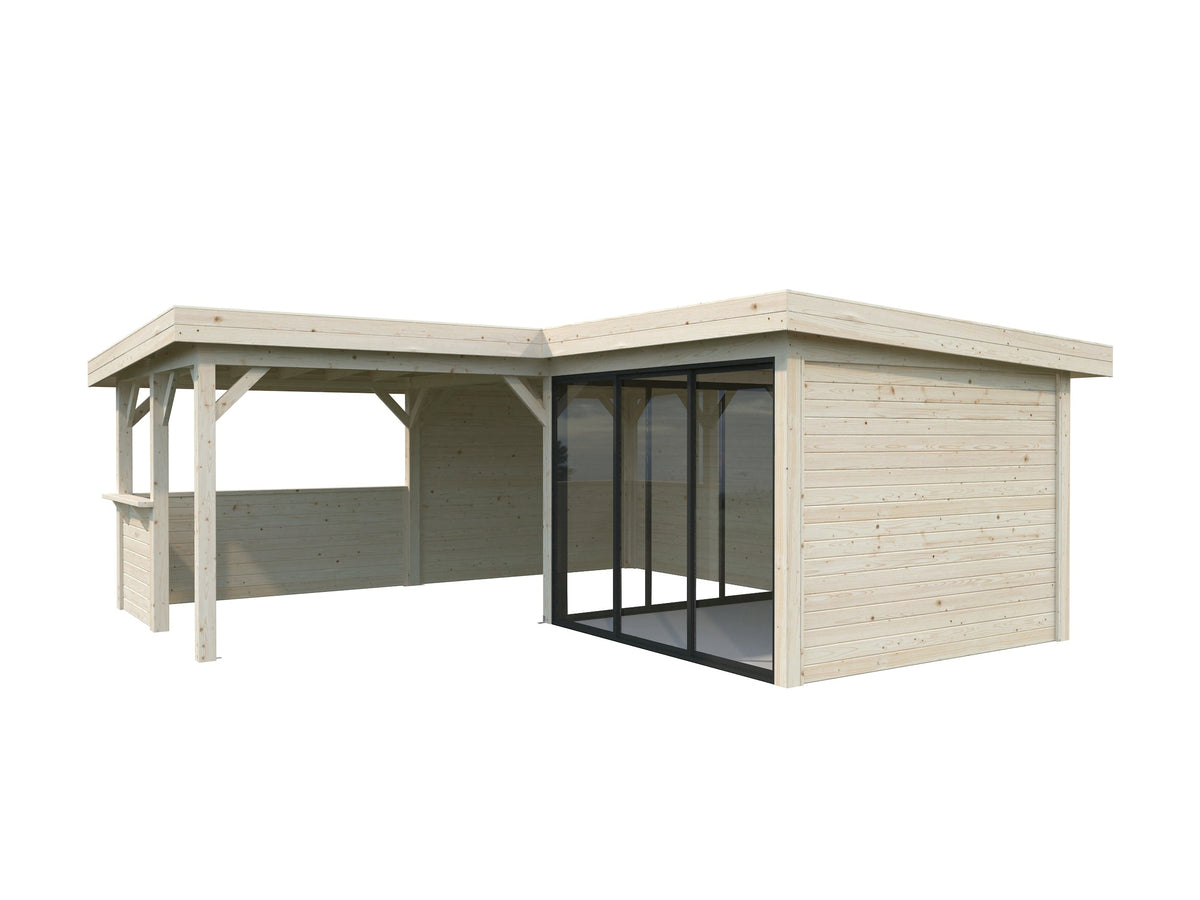Glass Garden Room Lenna 24.9 m² Set 409 Slide, clear dip-treated