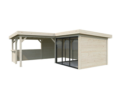 Glass Garden Room Lenna 24.9 m² Set 409 Slide, clear dip-treated