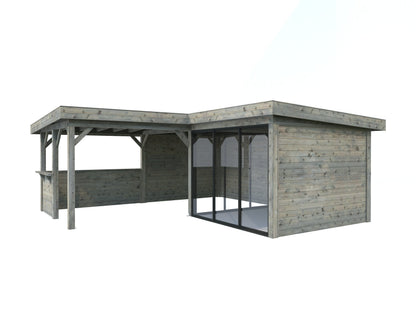 Glass Garden Room Lenna 24.9 m² Set 409 Slide, grey dip-treated