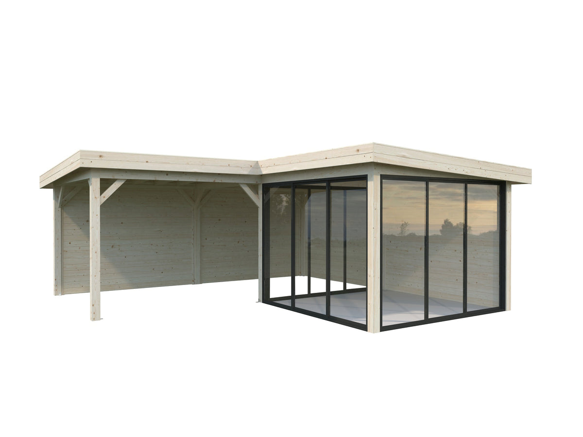 Glass Garden Room Lenna 24.9 m² Set 412 Slide, clear dip-treated
