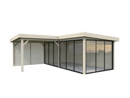 Glass Garden Room Lenna 24.9 m² Set 414 Slide, clear dip-treated