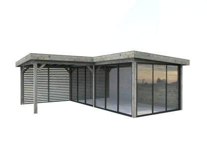 Glass Garden Room Lenna 24.9 m² Set 414 Slide, grey dip-treated
