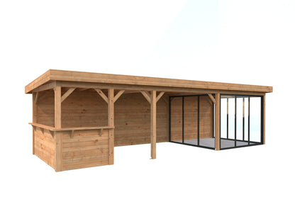 Glass Garden Room Lenna 24.9 m² Set 416 Slide, brown dip-treated