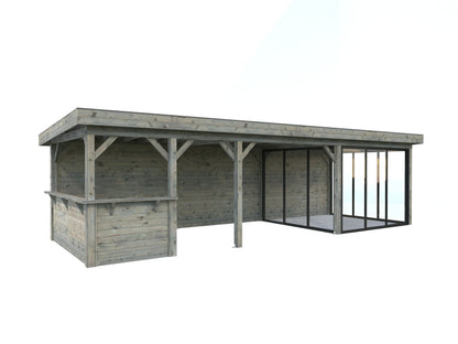 Glass Garden Room Lenna 24.9 m² Set 416 Slide, grey dip-treated