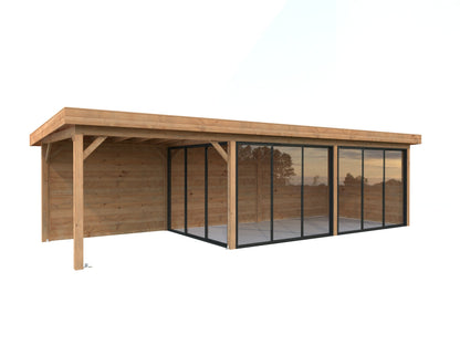 Glass Garden Room Lenna 24.9 m² Set 417 Slide, brown dip-treated