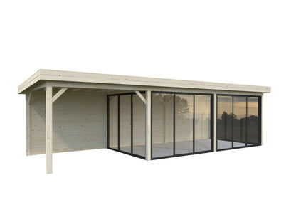 Glass Garden Room Lenna 24.9 m² Set 418 Slide, untreated