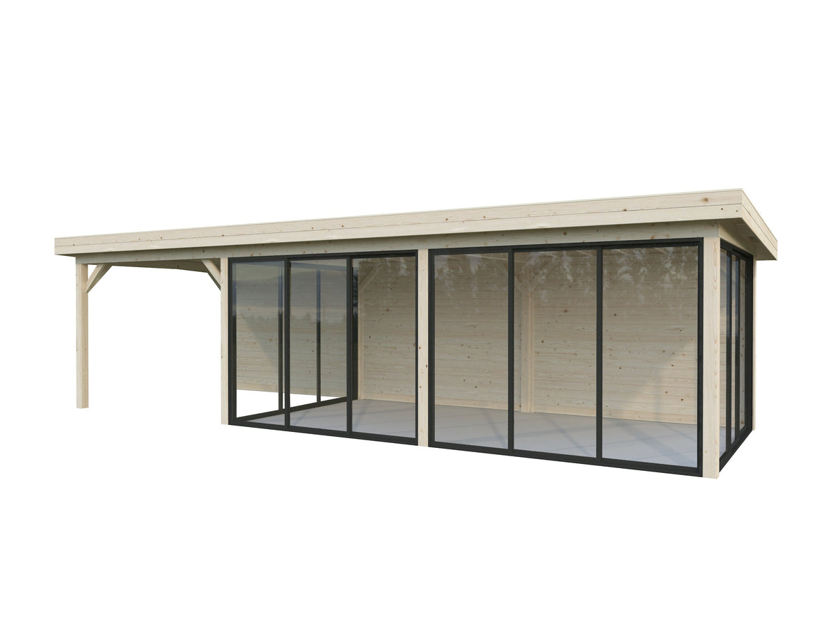 Glass Garden Room Lenna 24.9 m² Set 418 Slide, clear dip-treated