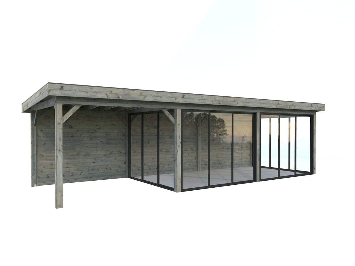 Glass Garden Room Lenna 24.9 m² Set 418 Slide, grey dip-treated
