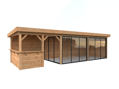 Glass Garden Room Lenna 24.9 m² Set 419 Slide, brown dip-treated