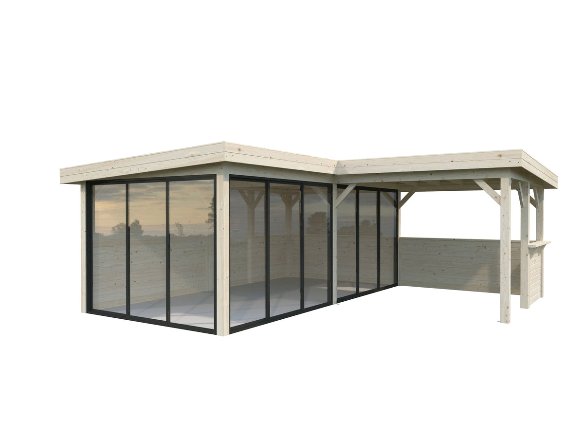 Glass Garden Room Lenna 24.9 m² Set 423 Slide, untreated