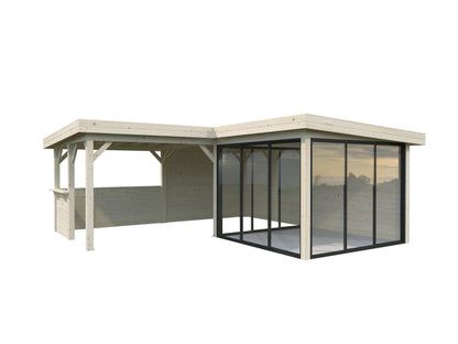 Glass Garden Room Lenna 24.9 m² Set 710 Slide Plus, clear dip-treated