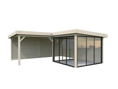 Glass Garden Room Lenna 24.9 m² Set 712 Slide Plus, untreated