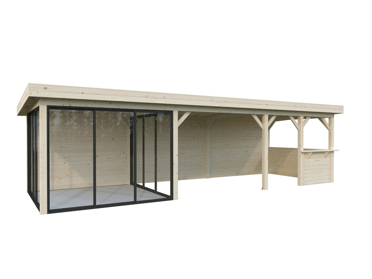 Glass Garden Room Lenna 24.9 m² Set 716 Slide Plus, untreated