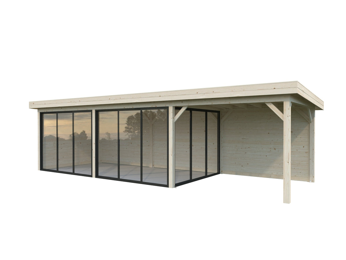 Glass Garden Room Lenna 24.9 m² Set 717 Slide Plus, untreated