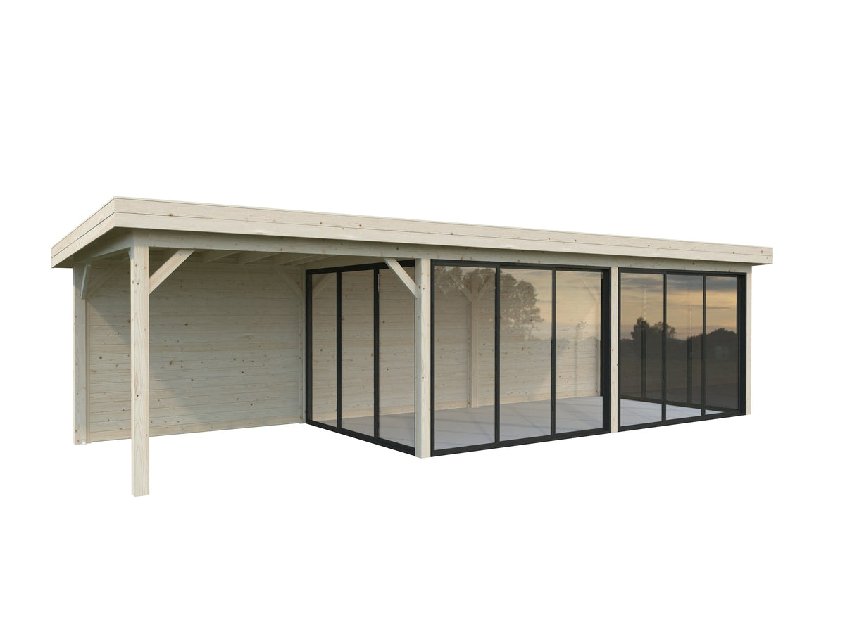 Glass Garden Room Lenna 24.9 m² Set 718 Slide Plus, untreated
