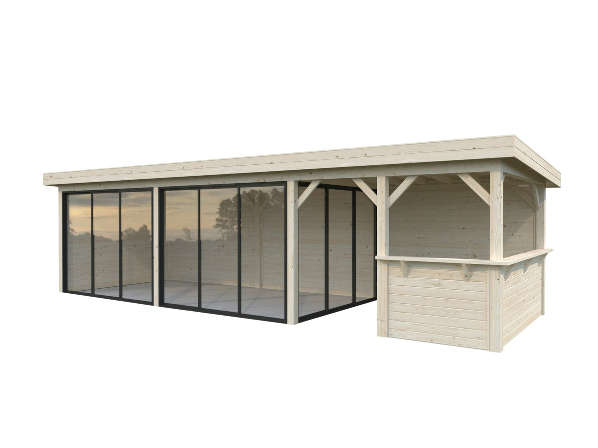 Glass Garden Room Lenna 24.9 m² Set 719 Slide Plus, untreated