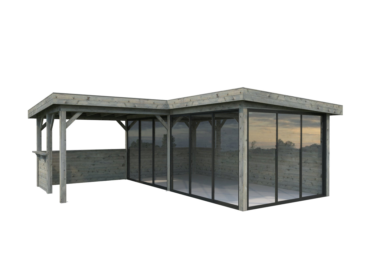 Glass Garden Room Lenna 24.9 m² Set 723 Slide Plus, grey dip-treated