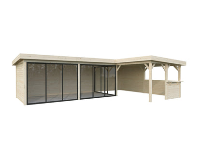 Glass Garden Room Lenna 33.2 m² Set 420 Slide, untreated