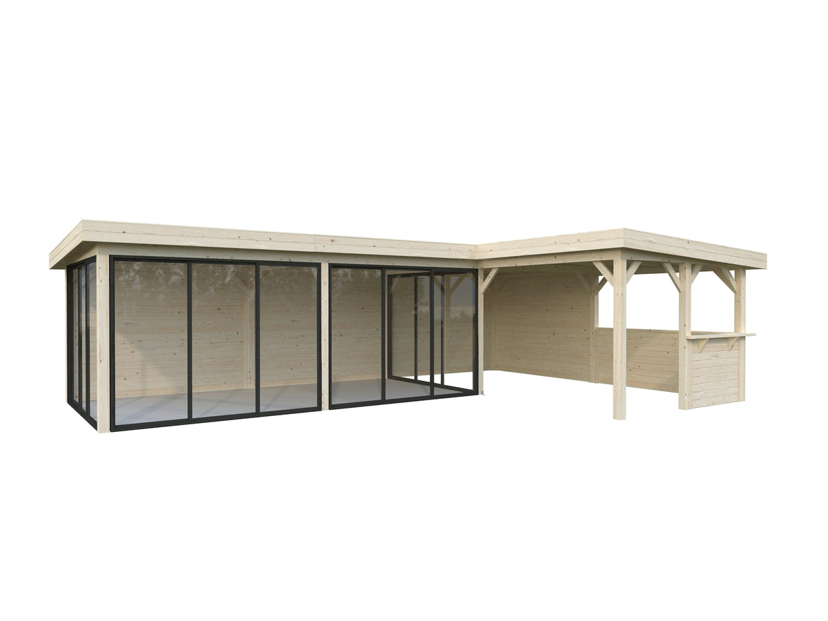 Glass Garden Room Lenna 33.2 m² Set 421 Slide, untreated