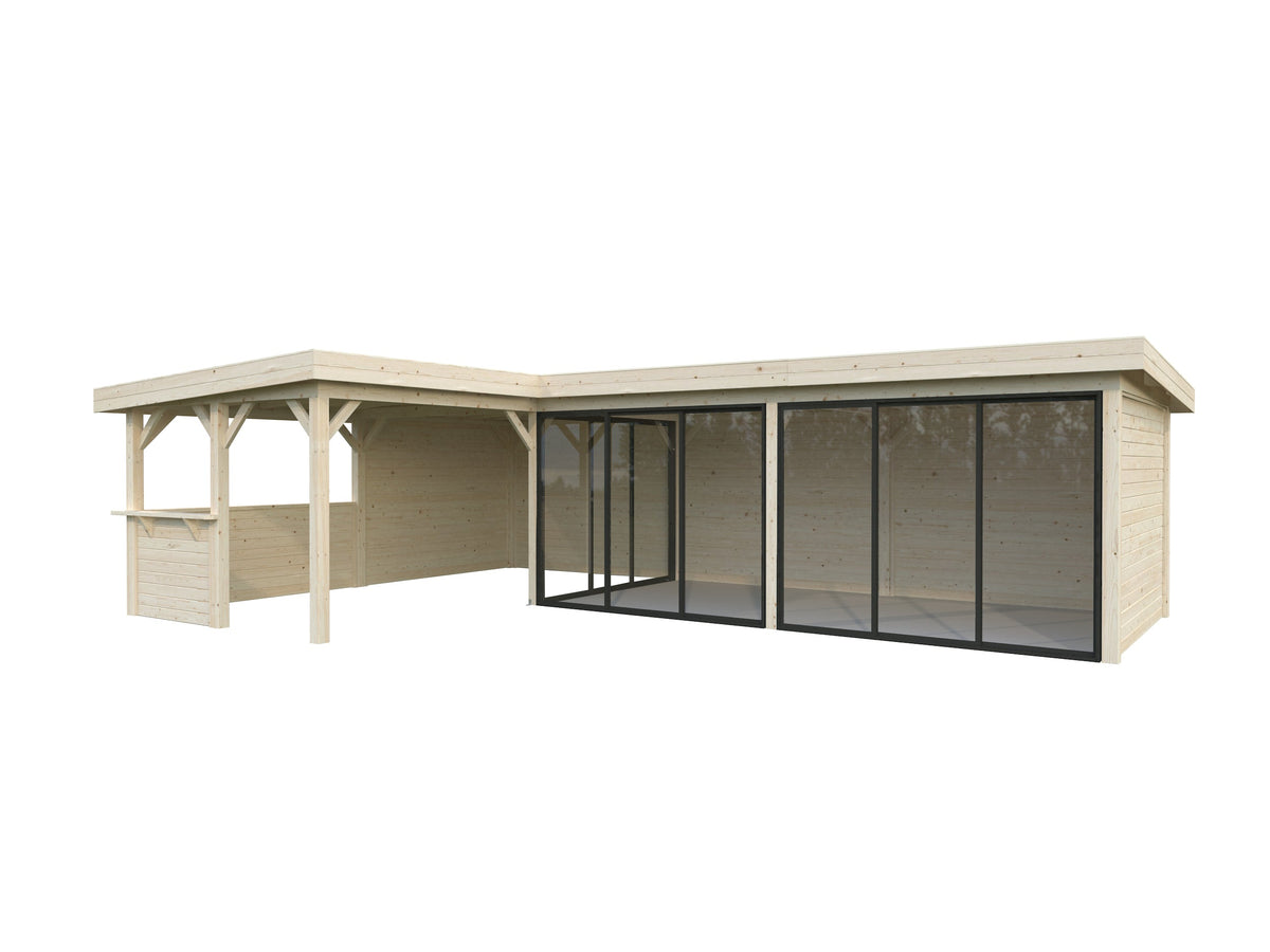 Glass Garden Room Lenna 33.2 m² Set 720 Slide Plus, untreated