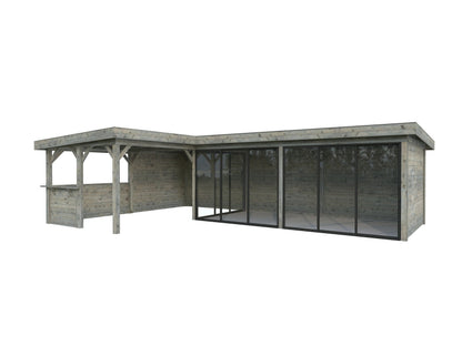 Glass Garden Room Lenna 33.2 m² Set 720 Slide Plus, grey dip-treated