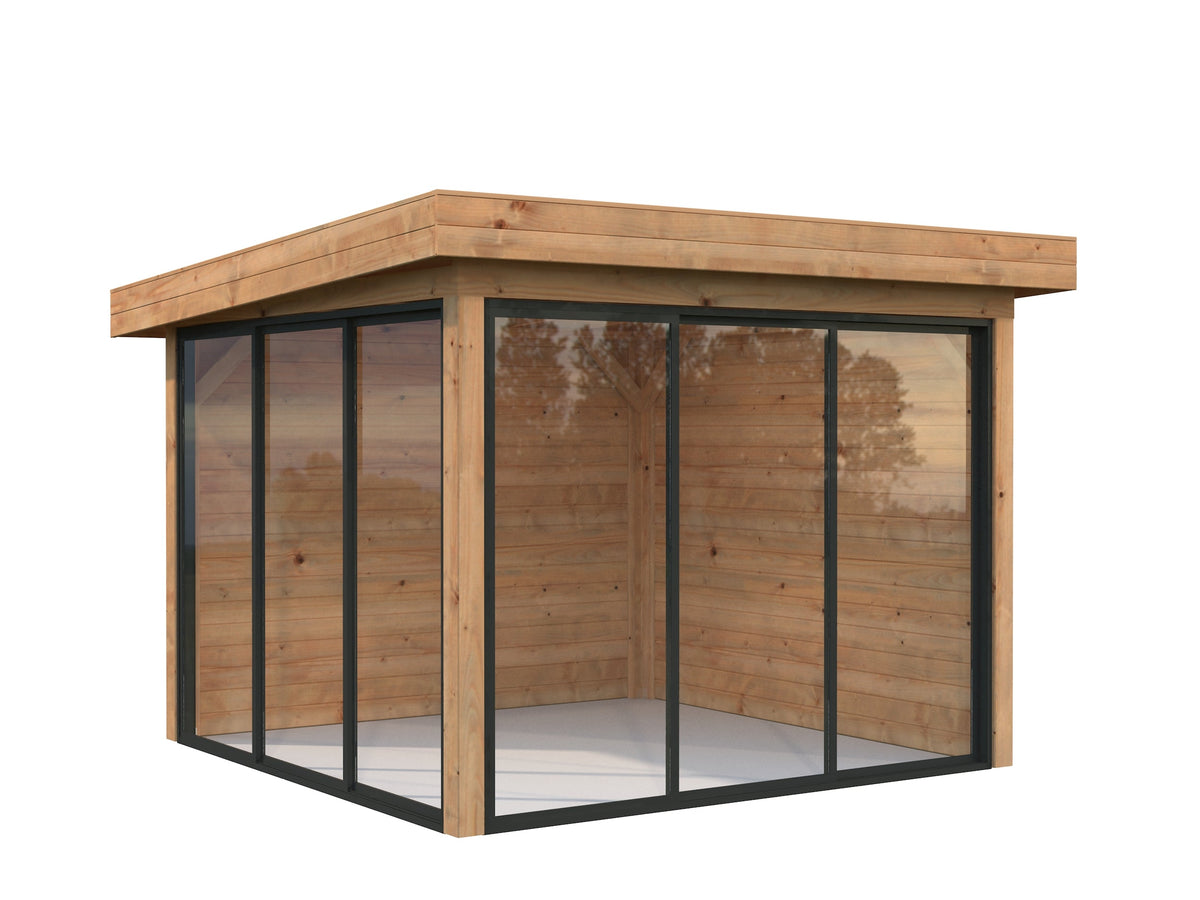 Glass Garden Room Lenna 8.3 m² Set 401 Slide, brown dip-treated